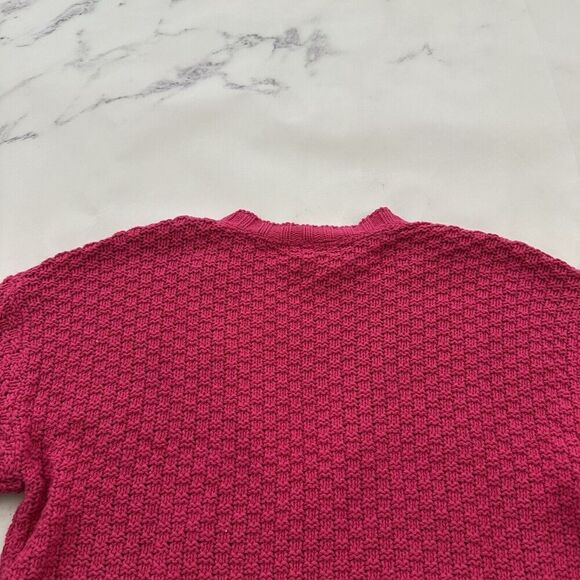 Rosanna Womens Vintage 90s Cardigan Sweater Size M Bright Pink Cable Knit Cotton - Picture 9 of 12